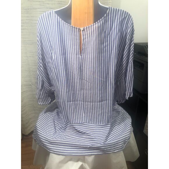 a.n.a. Short sleeve blue and white strip top in size XL - Picture 7 of 9